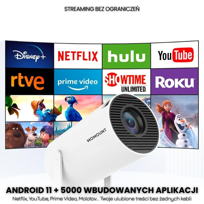 Projektor wideo z obsługą 4K – Wi-Fi i Bluetooth