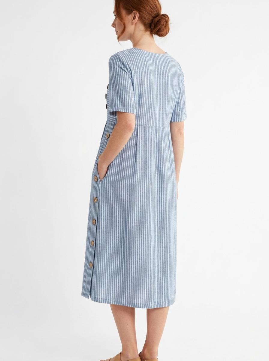 Alma Everyday Midi Dress Blue - Back View