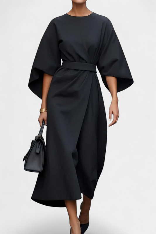 Micaela Lantern Sleeve Midi Dress | Cinched Waist, Refined